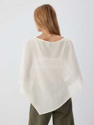 Sheer Lace Asymmetrical Poncho Top Two-Piece Set