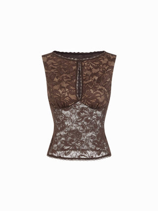Lace Sheer Boat Neck Top