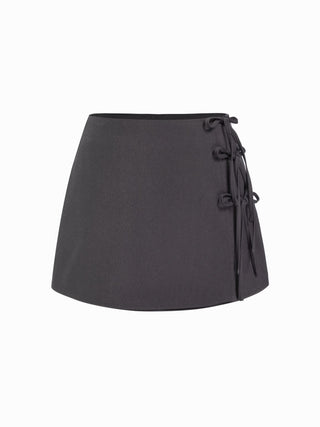 Low Rise Side Tie Bowknot A-line Mini Skirt