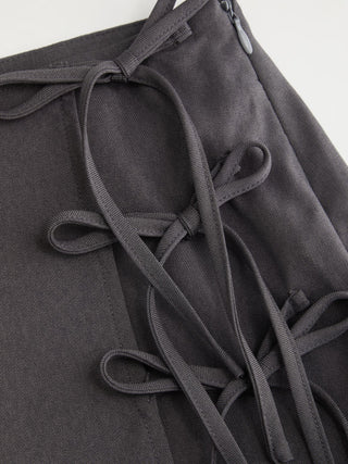 Low Rise Side Tie Bowknot A-line Mini Skirt