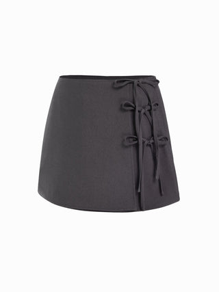 Low Rise Side Tie Bowknot A-line Mini Skirt