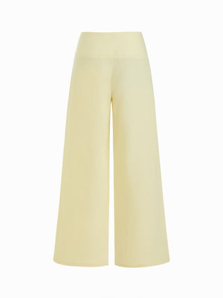 Linen-blend Mid Rise Floral Graphic Cut Out Straight Leg Trousers