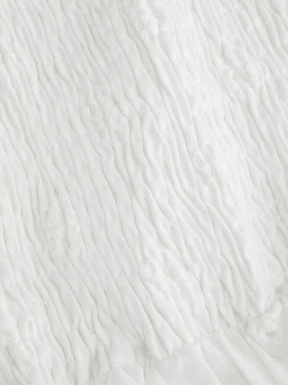 Cotton Broderie Anglaise Sweetheart Ruched Flared Mini Dress