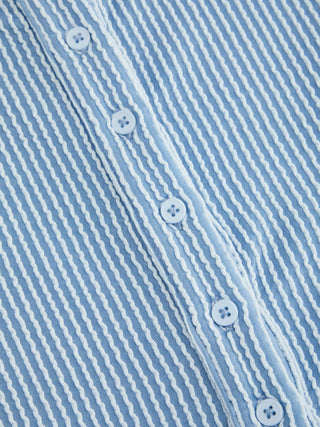 Round Neckline Stripe Button Through Tank Top