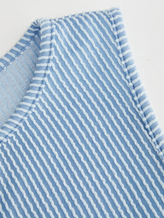 Round Neckline Stripe Button Through Tank Top
