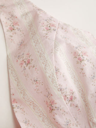 Cotton Floral Halter Neckline Bowknot A-line Mini Dress