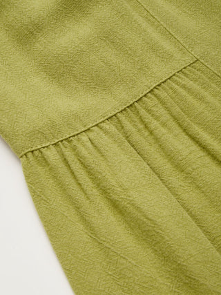 Linen-blend Mid Rise Drawstring Tiered Draped Wide Leg Trousers