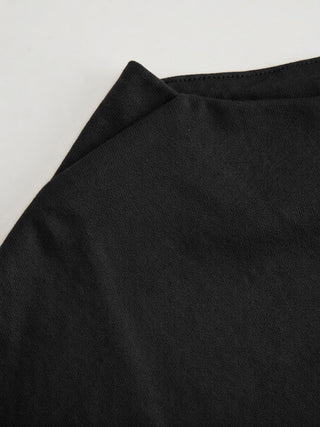 Cotton-blend Boat Neck Batwing Sleeve Drawstring Tee