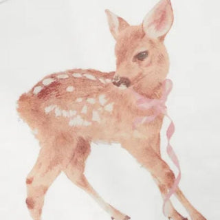 Cotton-blend Deer & Bowknot Graphic Asymmetrical Neck Tee
