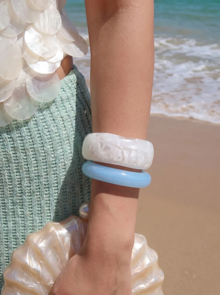 2PCS TEXTURED BANGLE BRACELET SET