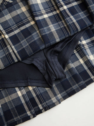 Plaid Low Rise Pleated Mini Skirt with Buttons