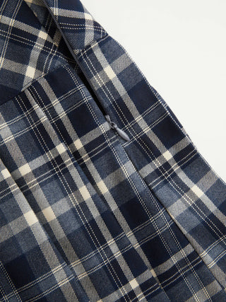 Plaid Low Rise Pleated Mini Skirt with Buttons