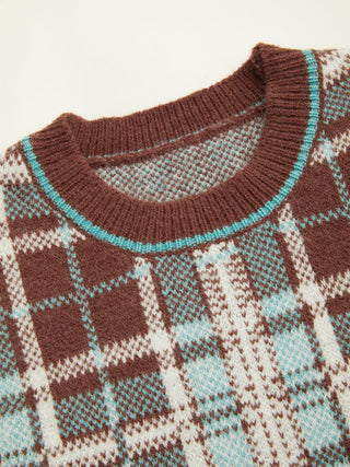 Geometric Contrasting Binding Knitted Crop Vest