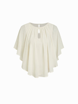 Chiffon Batwing Sleeve Cut Out Oversized Blouse