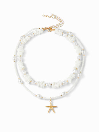 STARFISH & FAUX PEARL BEADED NECKLACE