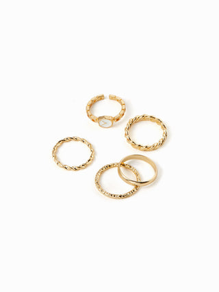 4PCS CLOCK & TWISTED RING SET
