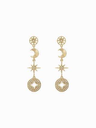 MOON & SUN & RHINESTONE DROP EARRINGS