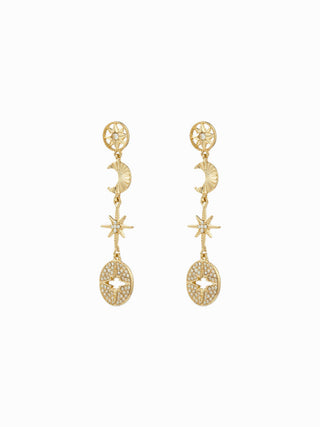 MOON & SUN & RHINESTONE DROP EARRINGS