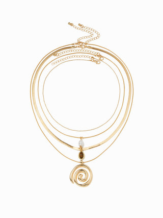SPIRAL & GEMSTONE LAYERED NECKLACE