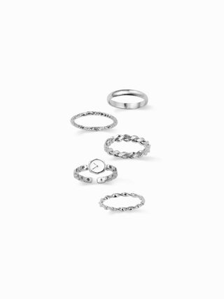 4PCS CLOCK & TWISTED RING SET