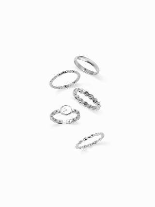 4PCS CLOCK & TWISTED RING SET