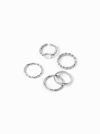4PCS CLOCK & TWISTED RING SET
