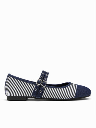 STRIPED DOUBLE STRAP MARY JANE FLATS