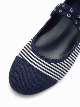 STRIPED DOUBLE STRAP MARY JANE FLATS