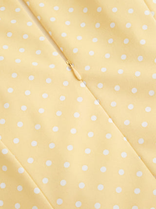 Sculptural Polka Dot Stand-Collar Flared Maxi Dress