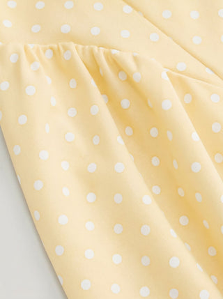 Sculptural Polka Dot Stand-Collar Flared Maxi Dress