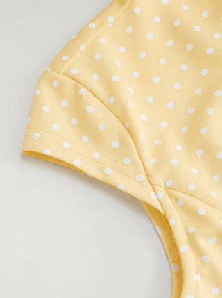 Sculptural Polka Dot Stand-Collar Flared Maxi Dress