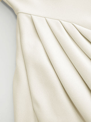 Boat Neck Pleated A-line Mini Dress