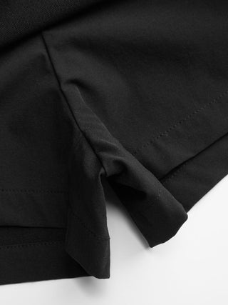 Puff Sleeve Button Front Peplum Top & Mid Rise Straight Shorts Set