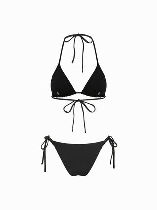 Tie Side Bikini Set with Glitter Asymmetrical Cover Up Top