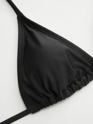 Tie Side Bikini Set with Glitter Asymmetrical Cover Up Top