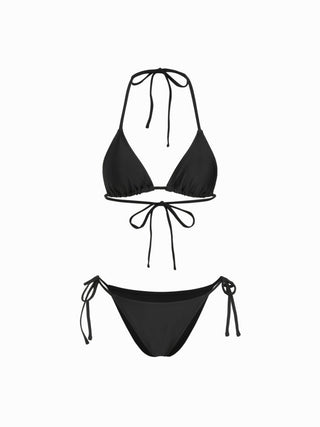 Tie Side Bikini Set with Glitter Asymmetrical Cover Up Top