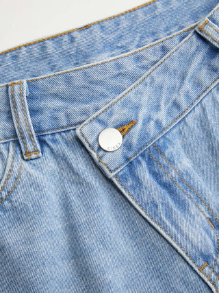 Denim Low Rise Barrel-Leg Ripped Jeans