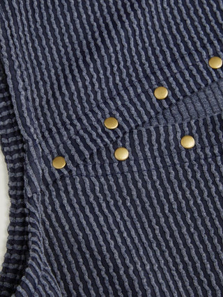 Textured Striped Cut Out Metal Detail Tank Top