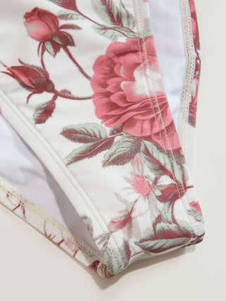 V-neck Floral Tie Front Cami Bikini Set