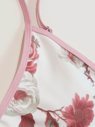 V-neck Floral Tie Front Cami Bikini Set