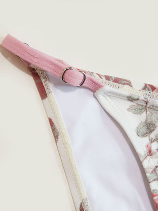 V-neck Floral Tie Front Cami Bikini Set