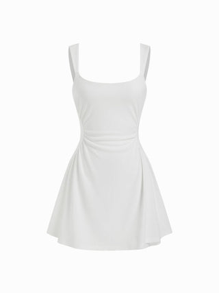 Scoop Neck Ruched A-line Tank Mini Dress
