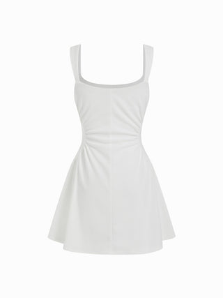 Scoop Neck Ruched A-line Tank Mini Dress