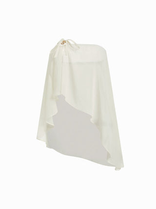 Chiffon Asymmetrical Neck Bowknot Wooden Bead Oversized Cover Up Set