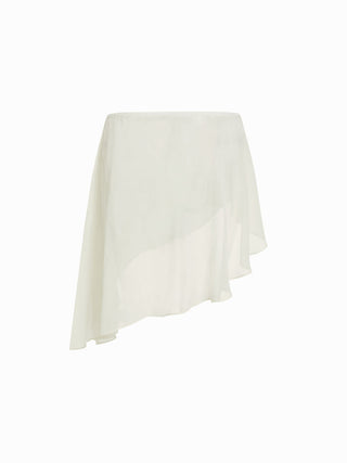 Chiffon Asymmetrical Neck Bowknot Wooden Bead Oversized Cover Up Set