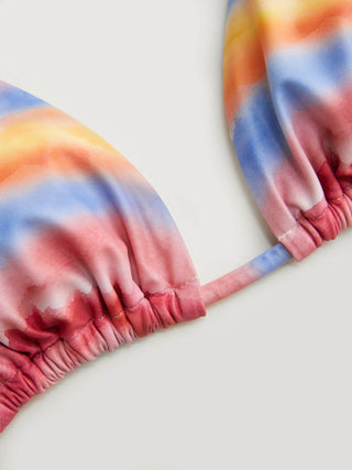 V-neck Triangle Tie-Dye Tie Side Bikini Set