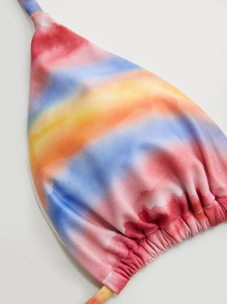 V-neck Triangle Tie-Dye Tie Side Bikini Set