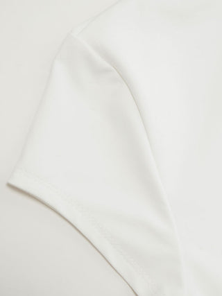 Mandarin Collar Short Sleeve Cut Out Top