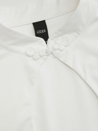 Mandarin Collar Short Sleeve Cut Out Top