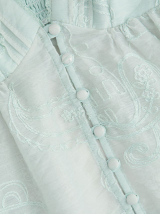 Chiffon V-neck Button Front Lace Panel Crop Cami Blouse
